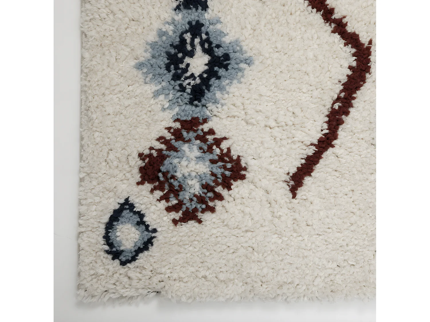 Tapis décoratif Ivoire Bleu et Terracotta esprit Berbère  200 x 290 cm