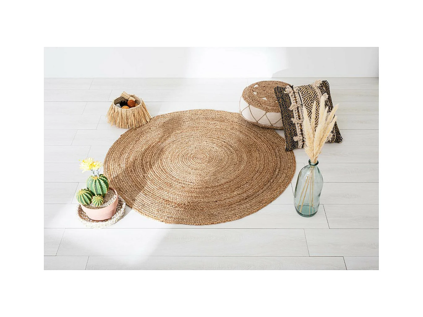 Tapis rond  décoratif en Jute D 120 cm