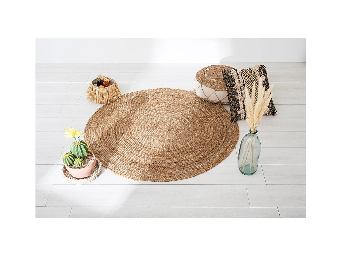 Tapis rond  décoratif en Jute D 120 cm