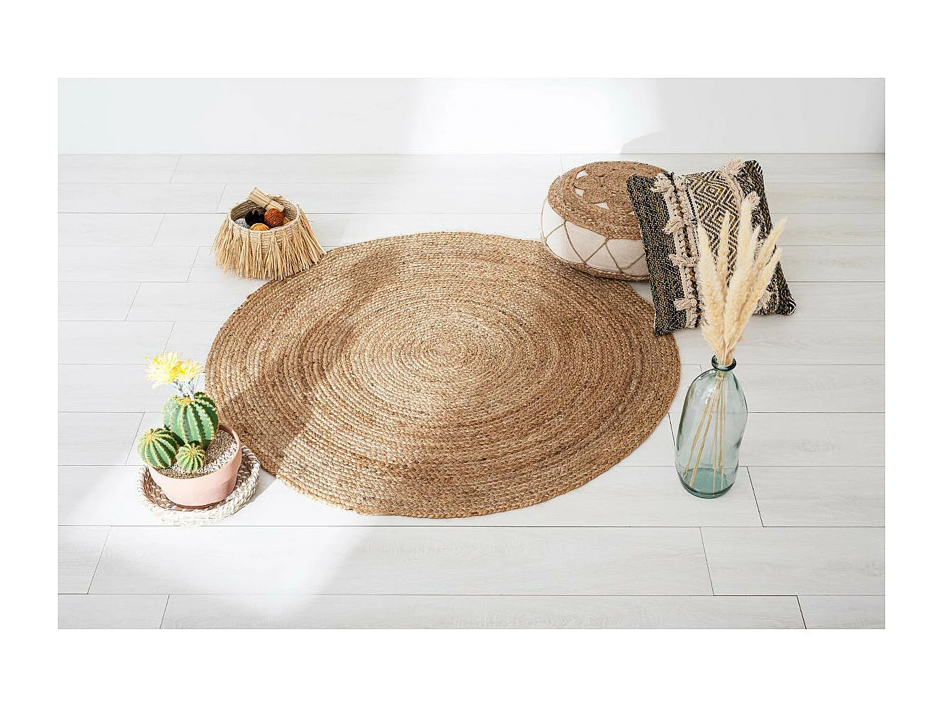 Tapis rond  décoratif en Jute D 120 cm