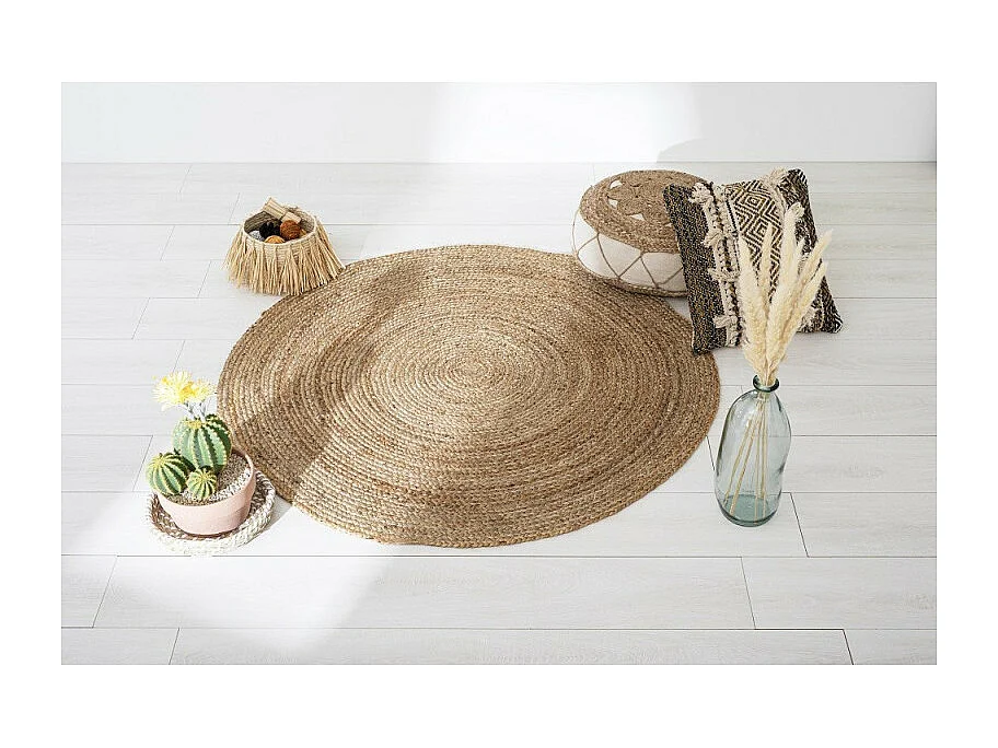 Tapis rond  décoratif en Jute D 120 cm