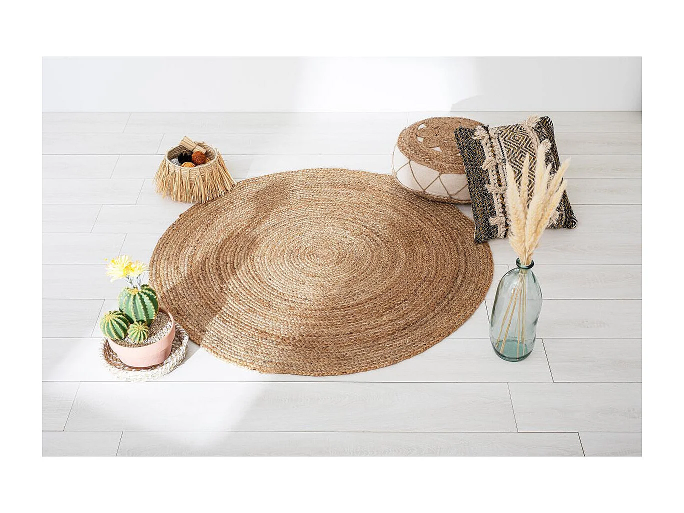 Tapis rond  décoratif en Jute D 120 cm