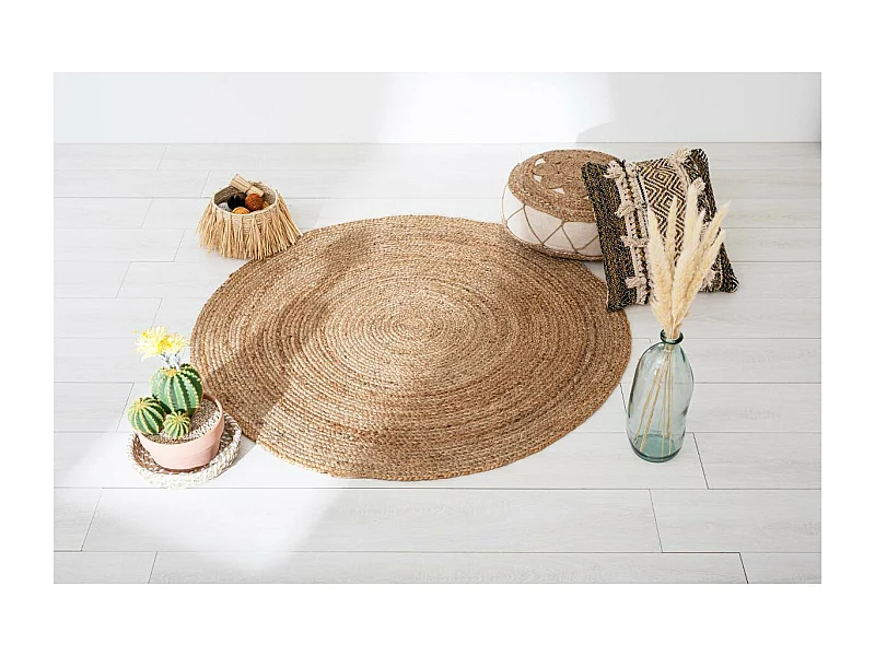 Tapis rond  décoratif en Jute D 120 cm