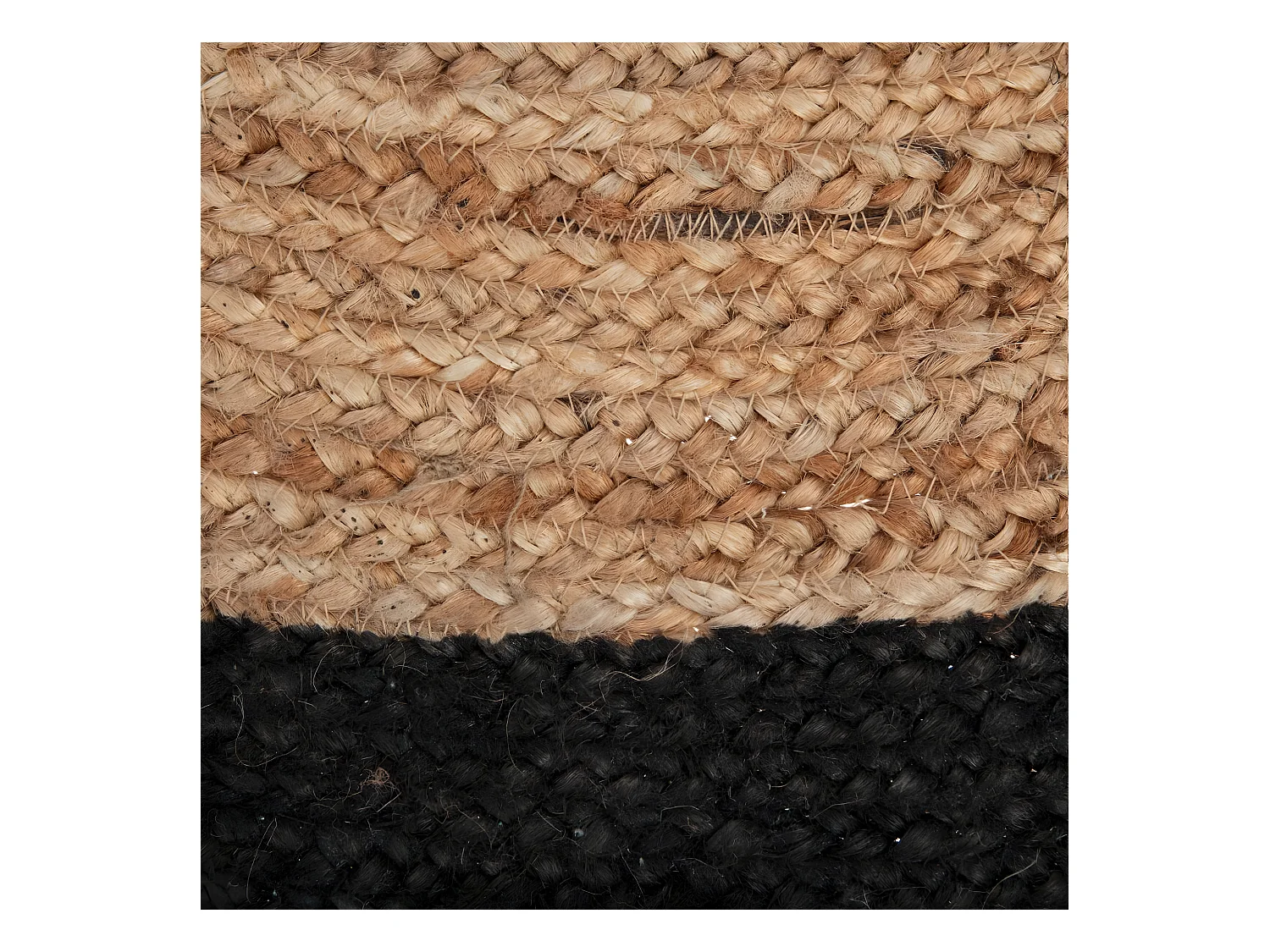 Tapis rond en Jute et bord en Noir Vieilli D 120 cm