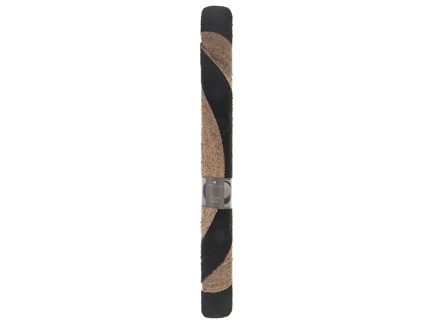 Tapis rond en Jute et bord en Noir Vieilli D 120 cm