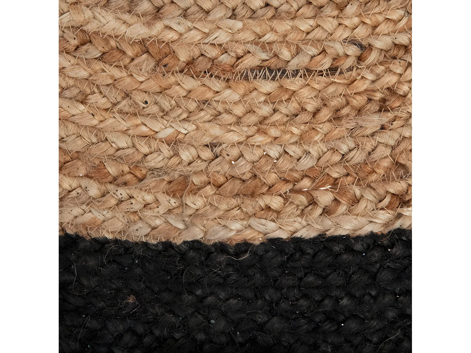 Tapis rond en Jute et bord en Noir Vieilli D 120 cm