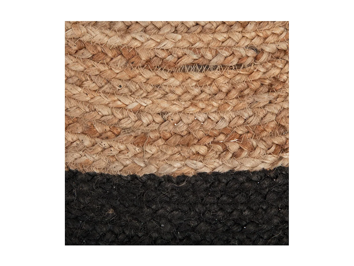 Tapis rond en Jute et bord en Noir Vieilli D 120 cm