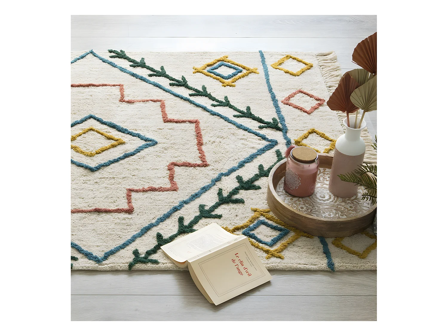 Tapis décoratif en Coton Multicolore Tufté 120 x 170 cm