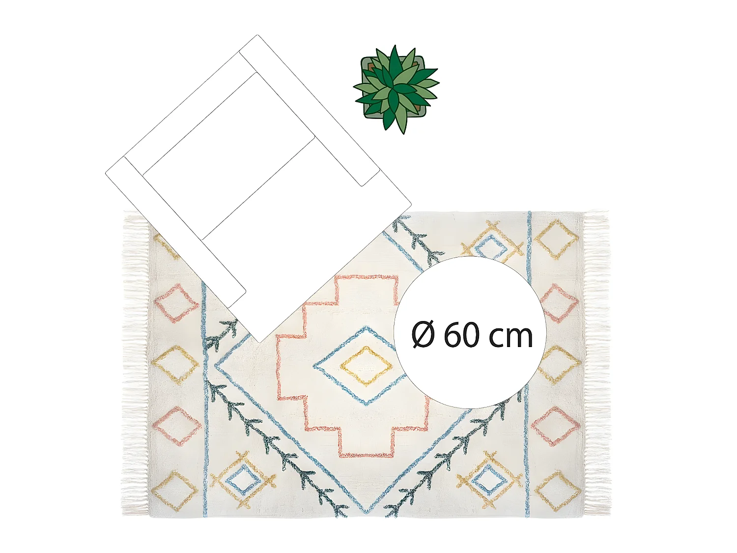 Tapis décoratif en Coton Multicolore Tufté 120 x 170 cm