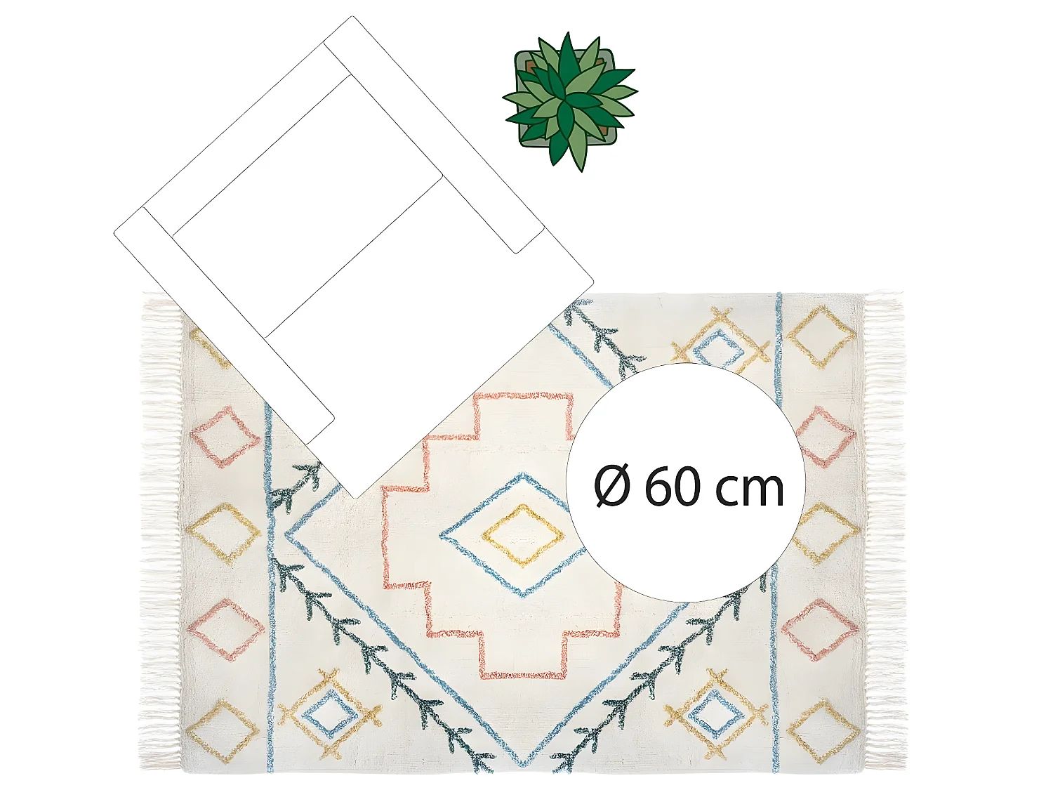 Tapis décoratif en Coton Multicolore Tufté 120 x 170 cm