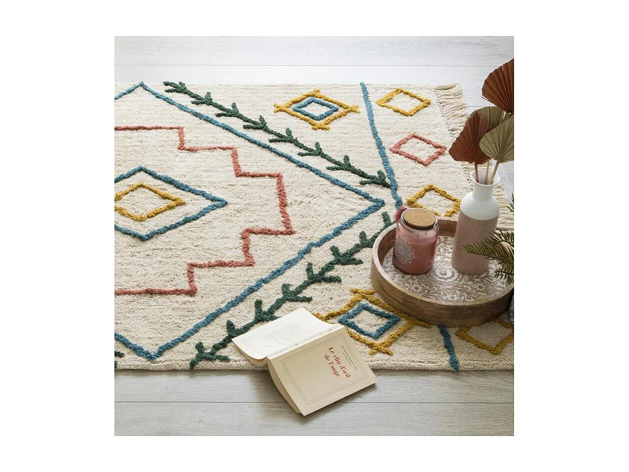 Tapis décoratif en Coton Multicolore Tufté 120 x 170 cm