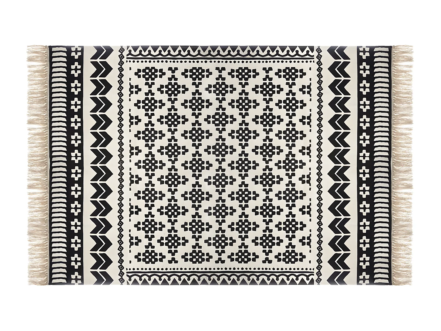 Tapis décoratif en Coton Noir Écru 120 x170 cm