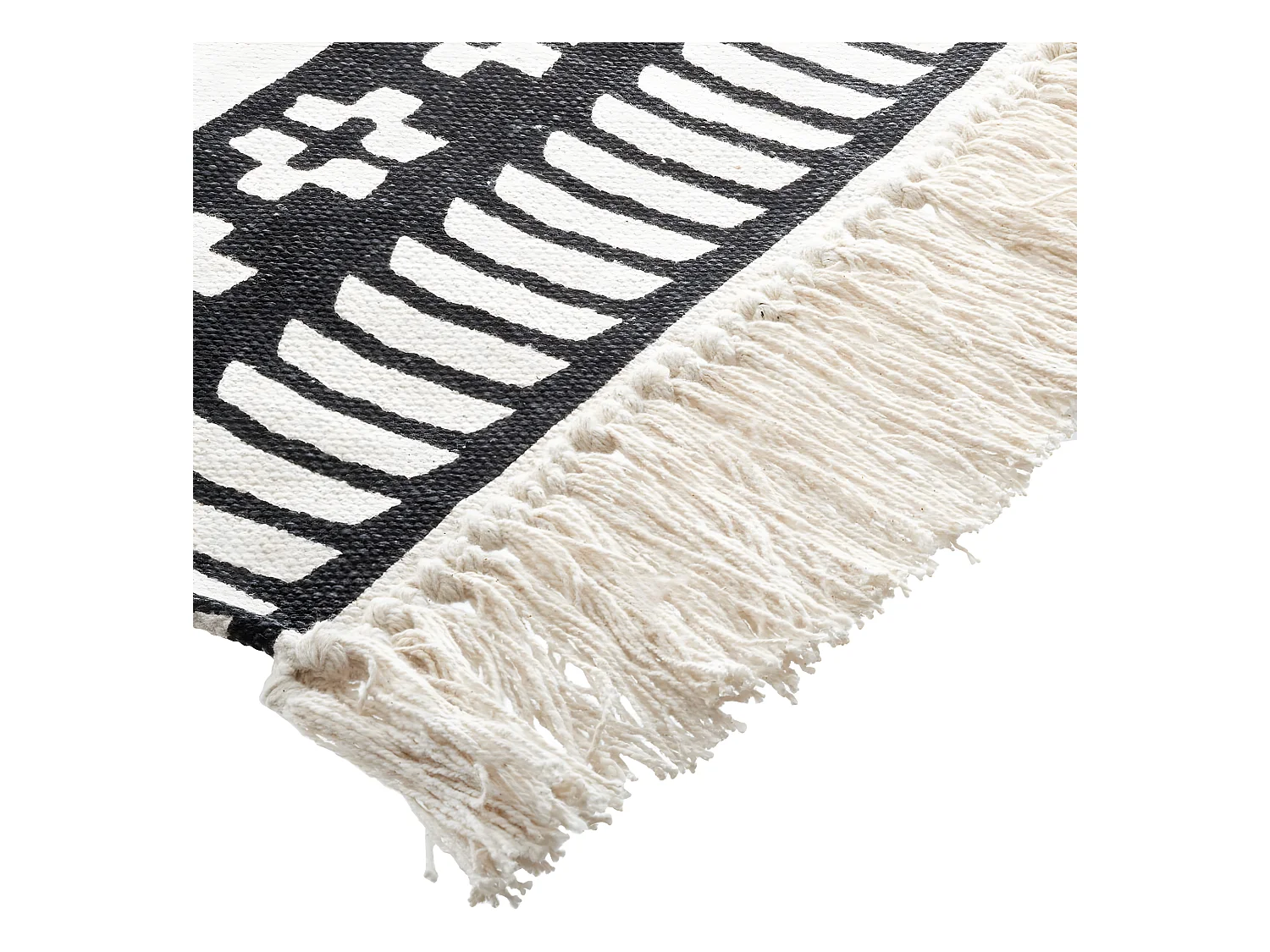 Tapis décoratif en Coton Noir Écru 120 x170 cm