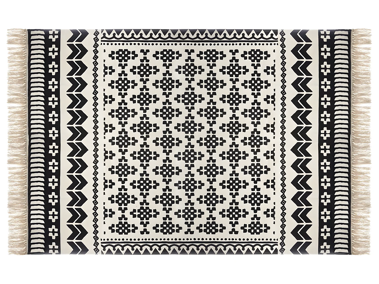 Tapis décoratif en Coton Noir Écru 120 x170 cm