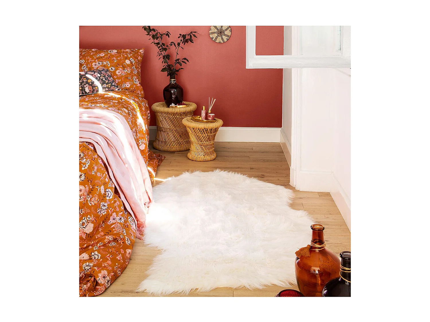 Tapis décoratif Fourrure Ivoire 90 x 150 cm