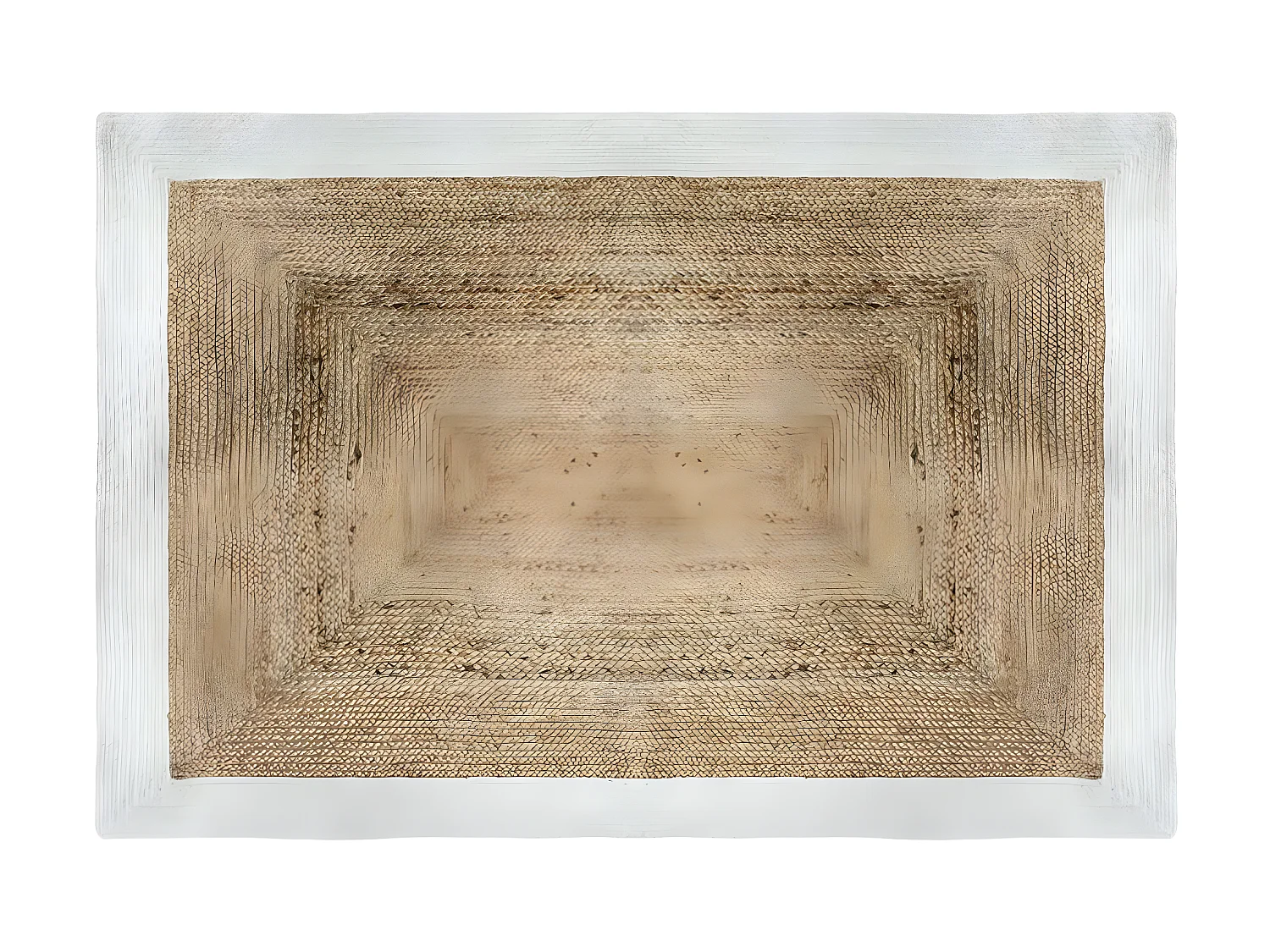 Tapis décoratif en Jute à Bord Blanc 120 x 170 cm