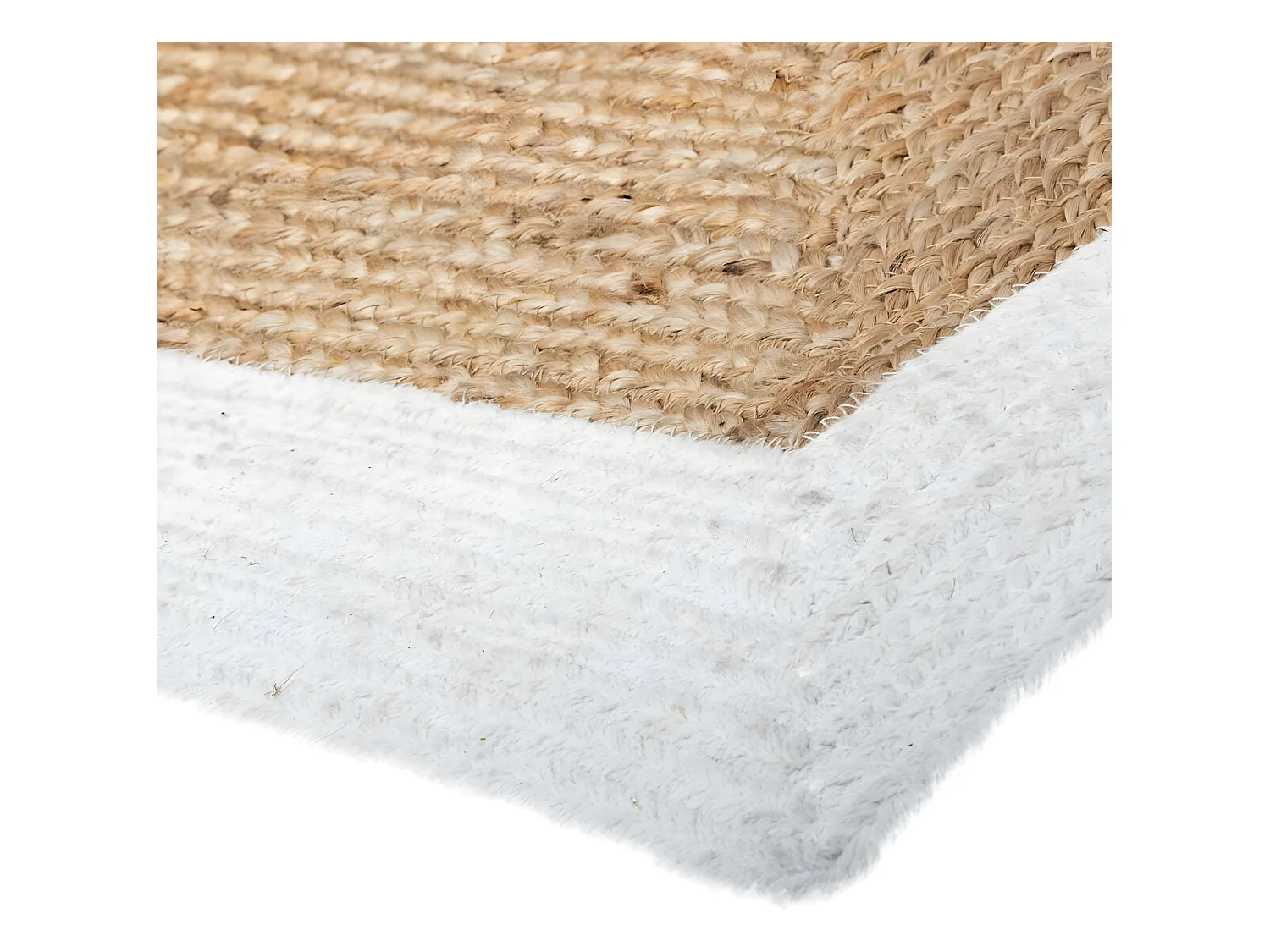 Tapis décoratif en Jute à Bord Blanc 120 x 170 cm