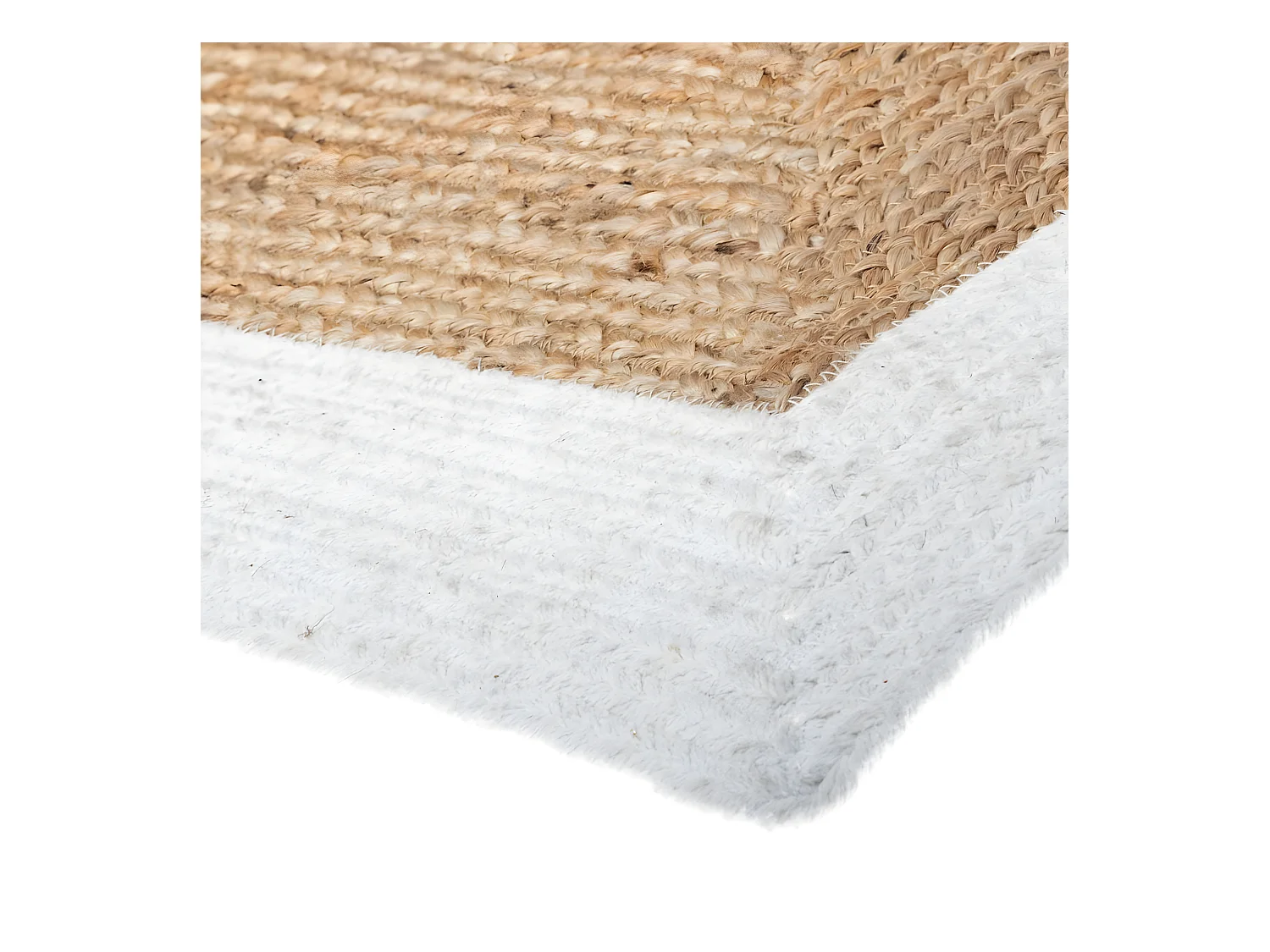 Tapis décoratif en Jute à Bord Blanc 120 x 170 cm
