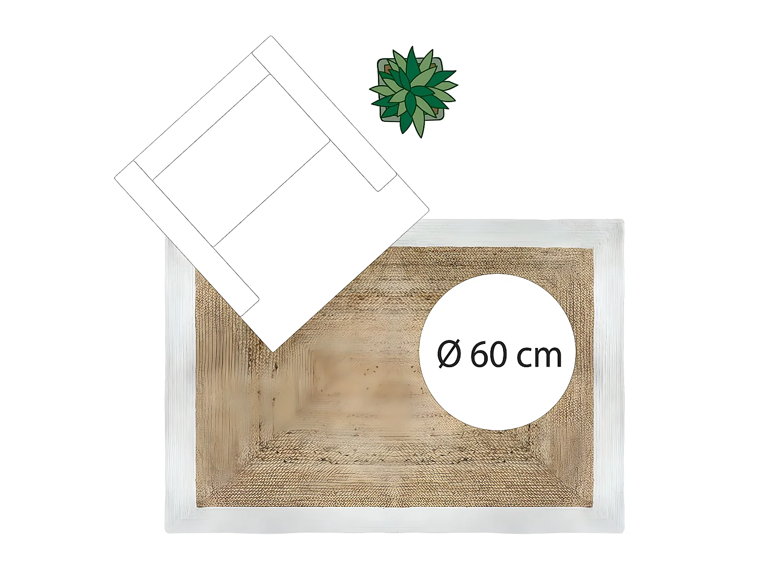 Tapis décoratif en Jute à Bord Blanc 120 x 170 cm