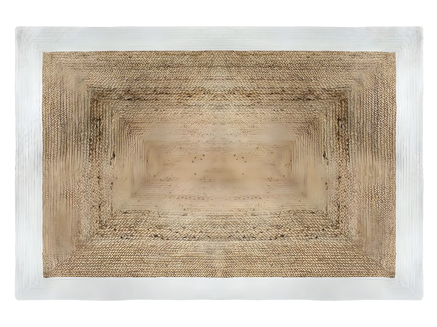 Tapis décoratif en Jute à Bord Blanc 120 x 170 cm