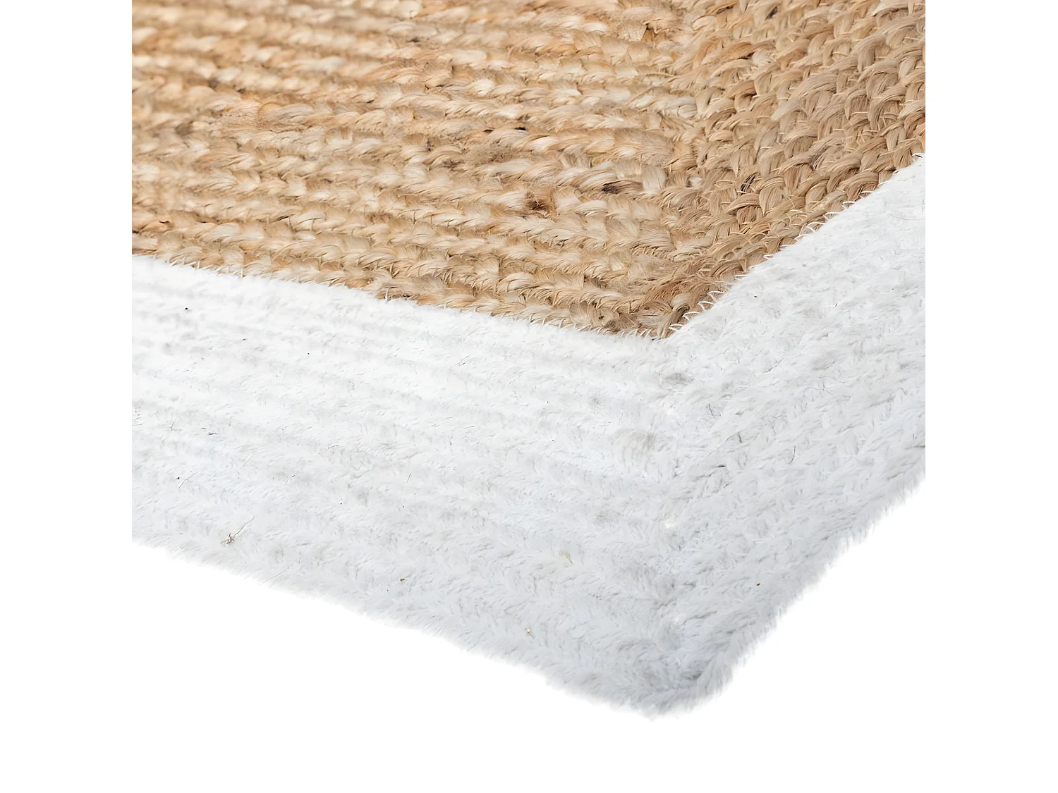 Tapis décoratif en Jute à Bord Blanc 120 x 170 cm