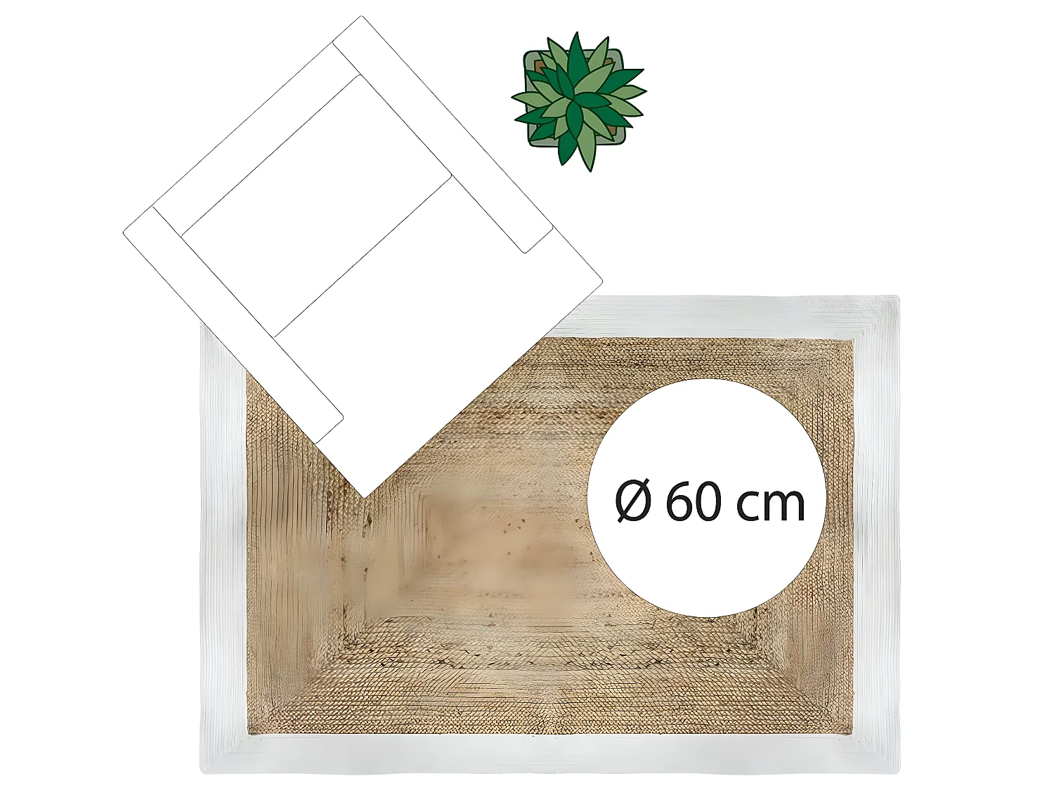 Tapis décoratif en Jute à Bord Blanc 120 x 170 cm