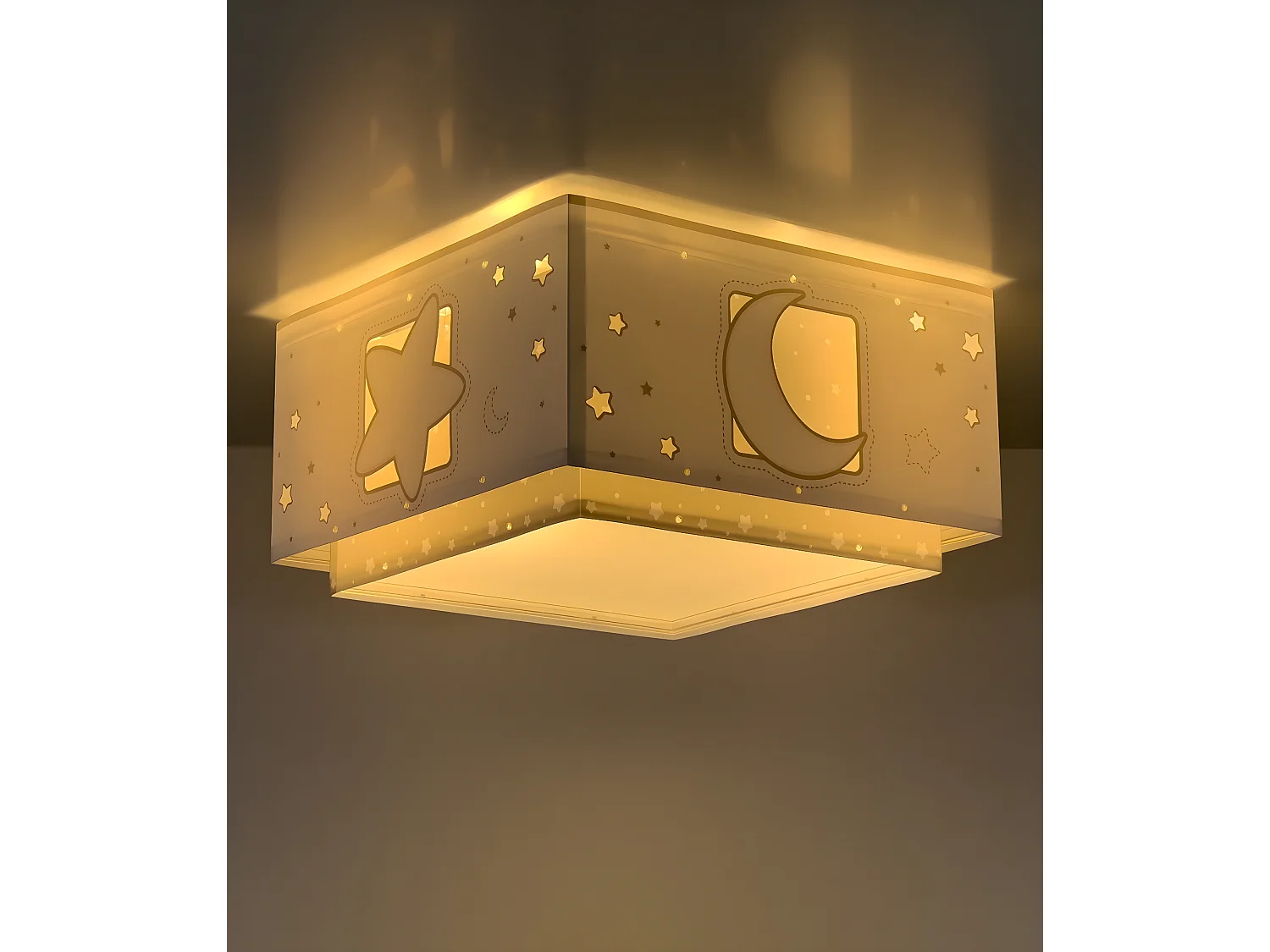 Plafón de techo infantil Moonlight - luna y estrellas gris | DALBER