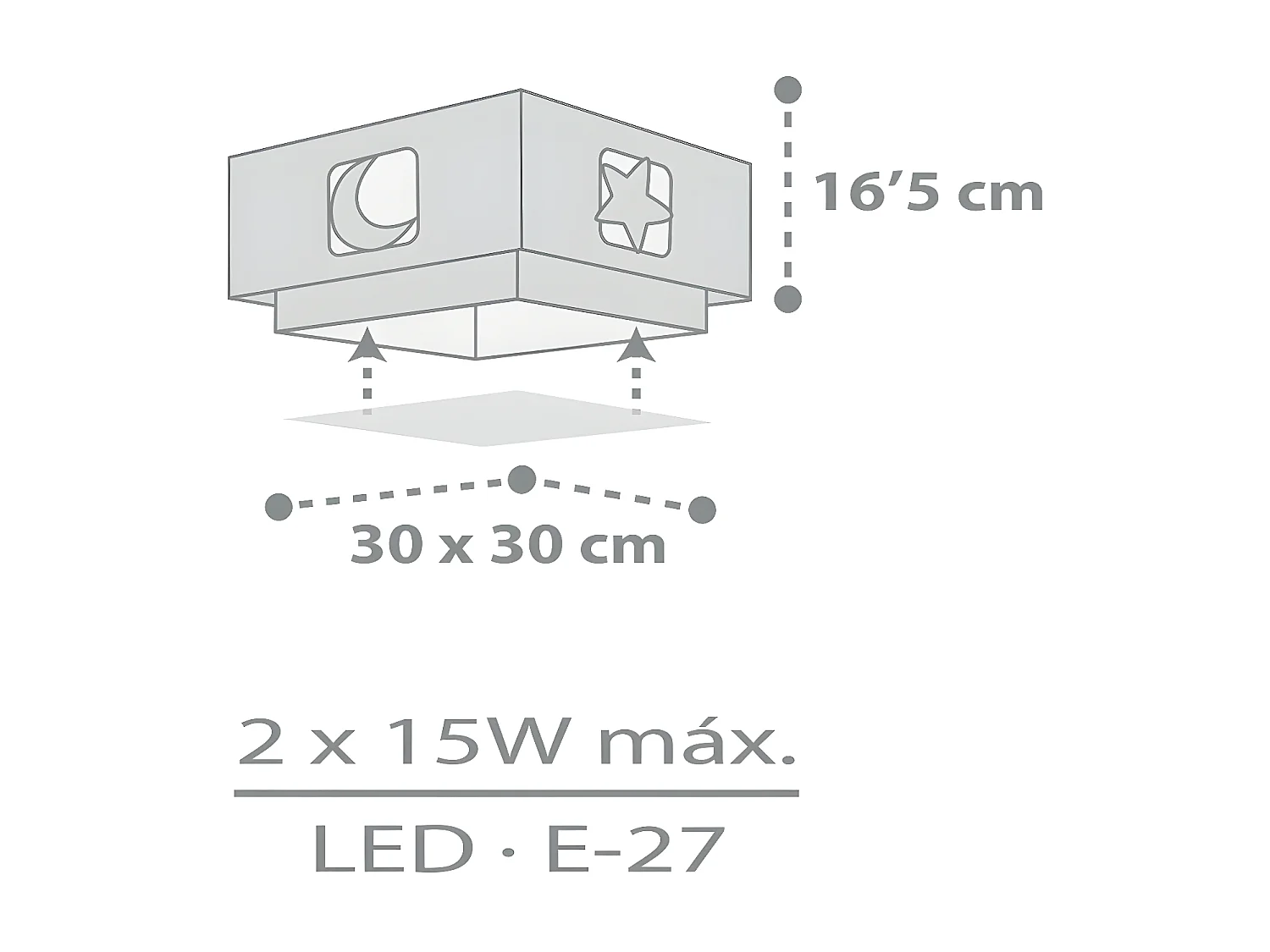 Plafón de techo infantil Moonlight - luna y estrellas gris | DALBER