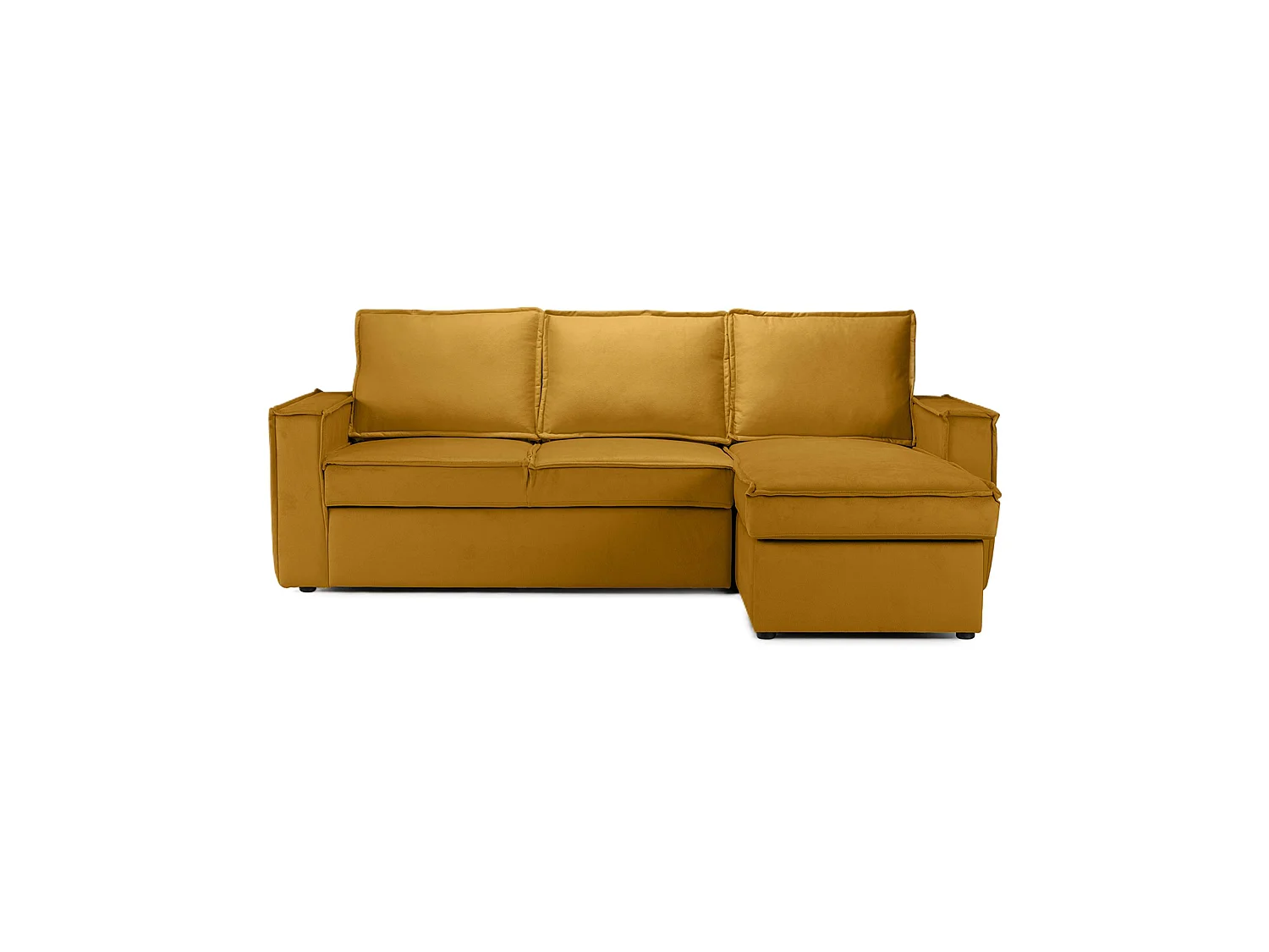 Canapé d'angle droit convertible 4 places en tissu ocre Paris