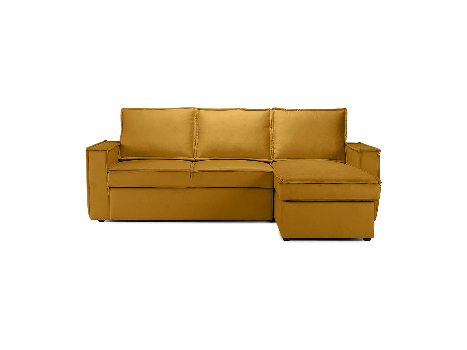 Canapé d'angle droit convertible 4 places en tissu ocre Paris