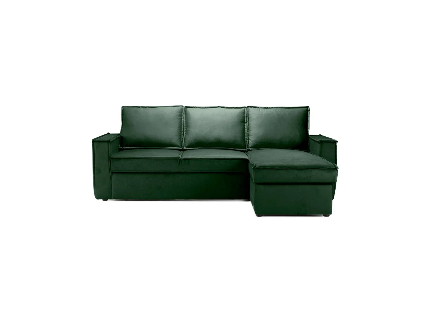 Canapé d'angle droit convertible 4 places en tissu vert Paris