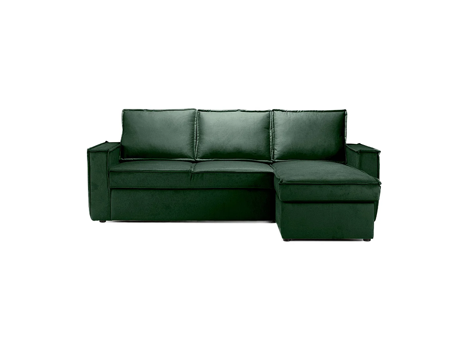 Canapé d'angle droit convertible 4 places en tissu vert Paris