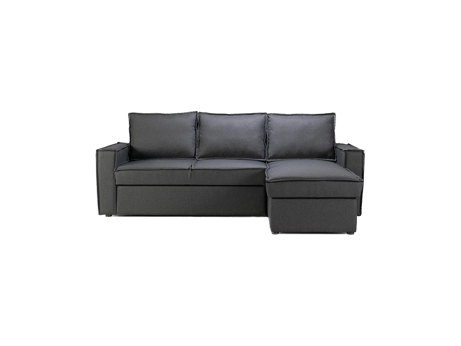 Canapé d'angle droit convertible 4 places en tissu gris Paris