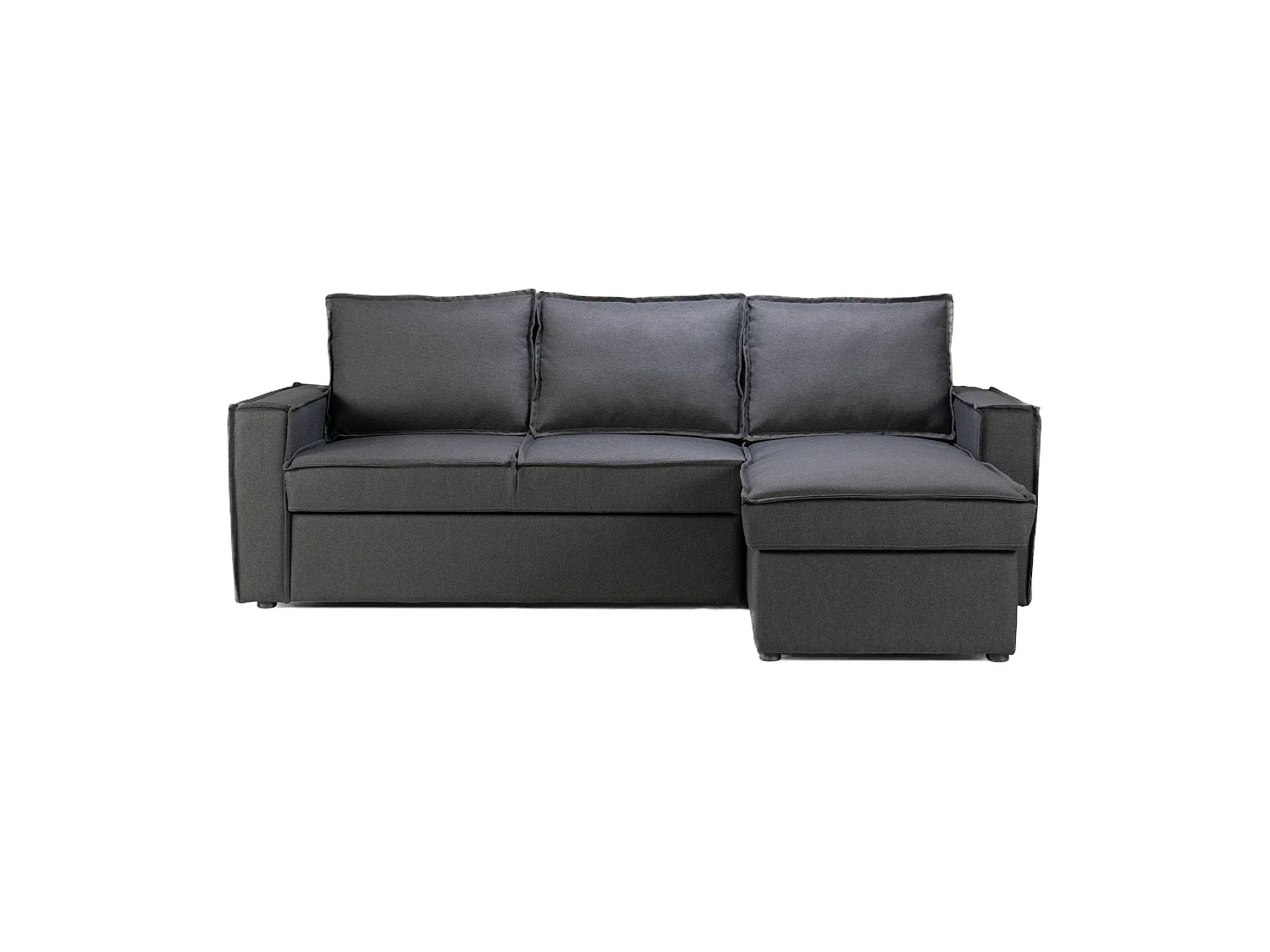 Canapé d'angle droit convertible 4 places en tissu gris Paris