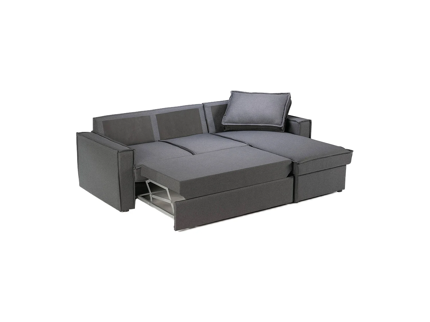 Canapé d'angle droit convertible 4 places en tissu gris Paris