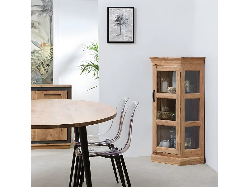 Petite vitrine d'angle en bois d'acacia Esmée
