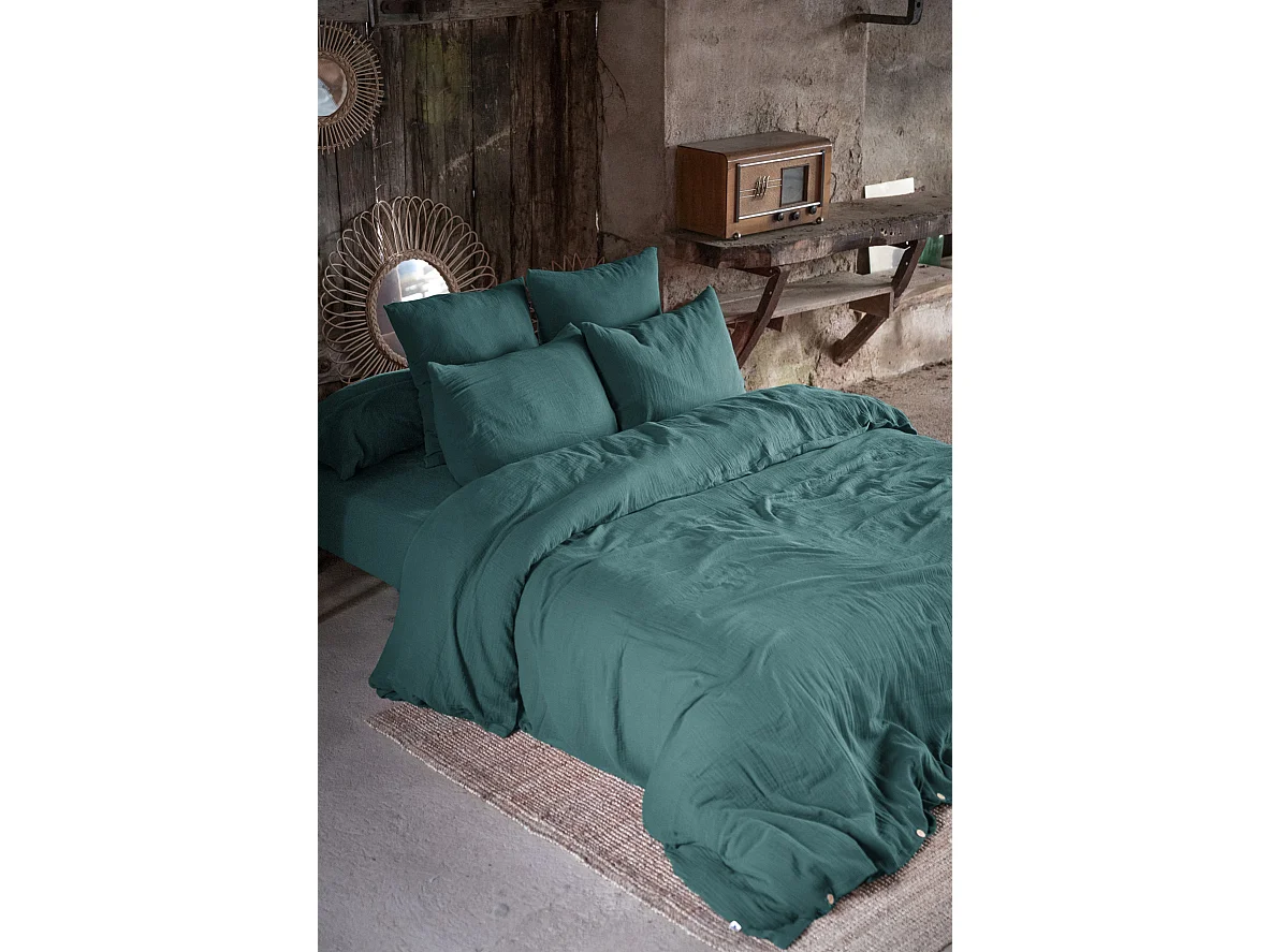 Housse de couette Double Gaze Coton 200 x 200 cm Gaia Canard