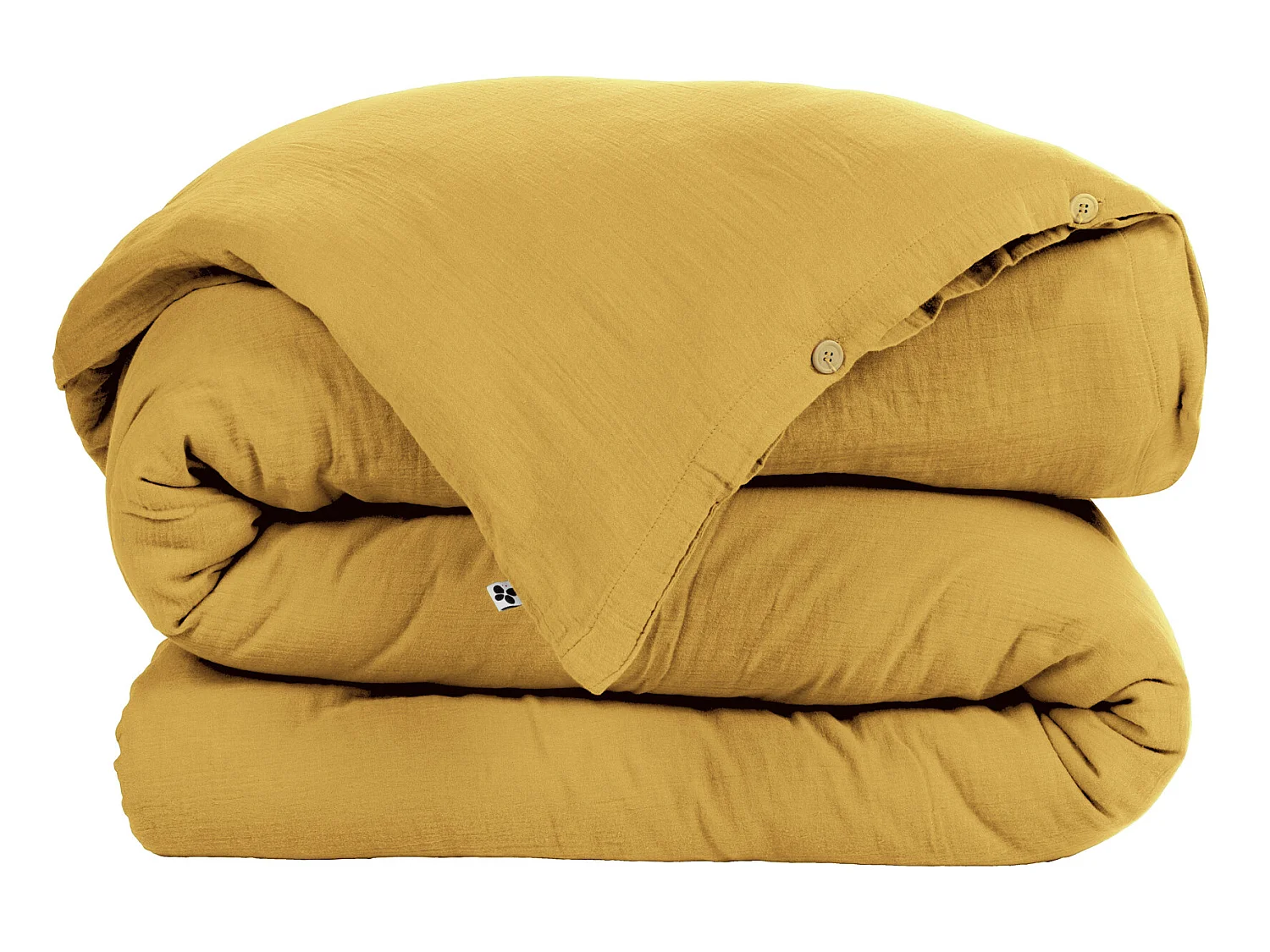 Housse de couette Double Gaze Coton Gaia Safran 200x200cm