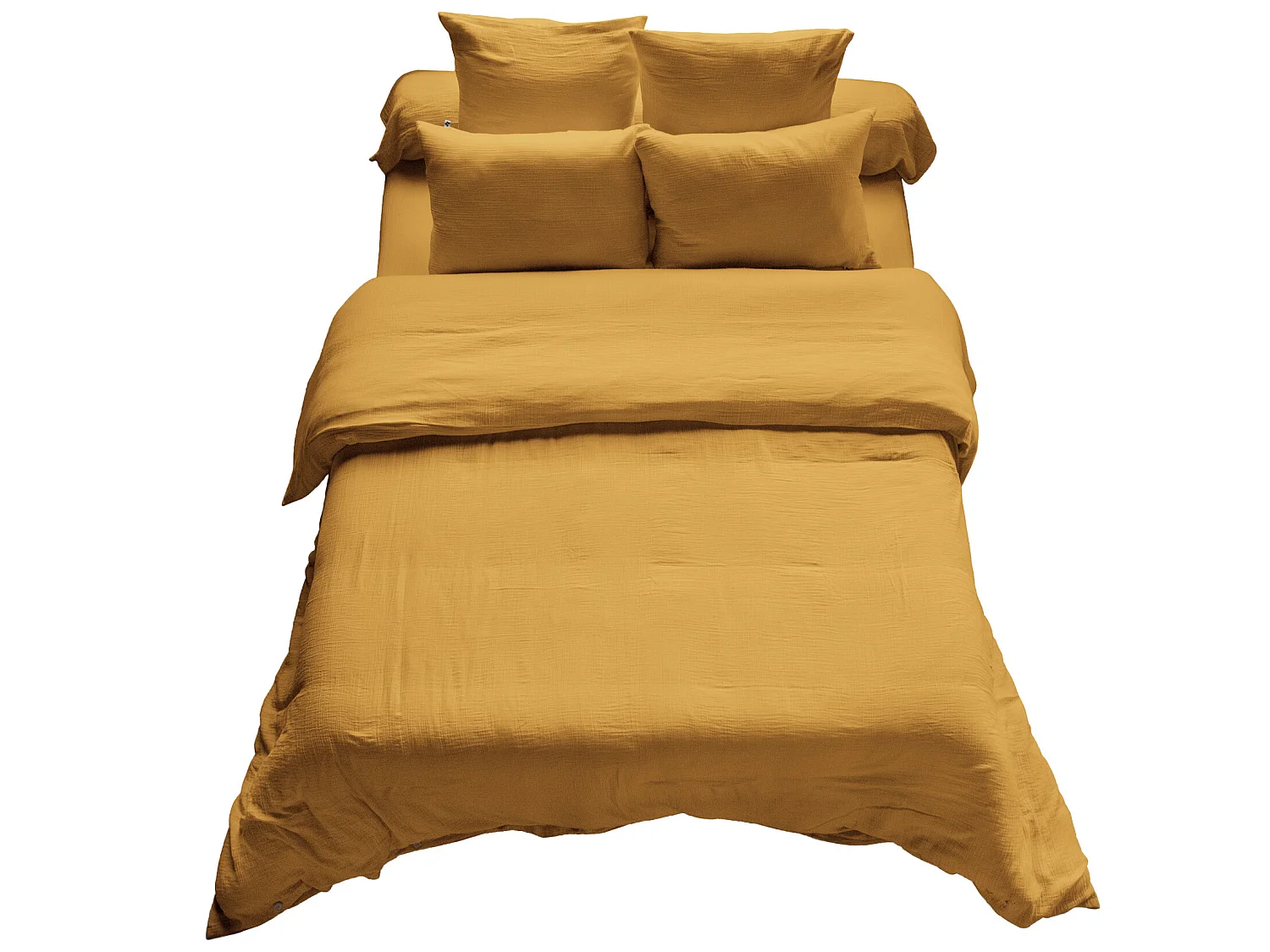 Housse de couette Double Gaze Coton Gaia Safran 200x200cm