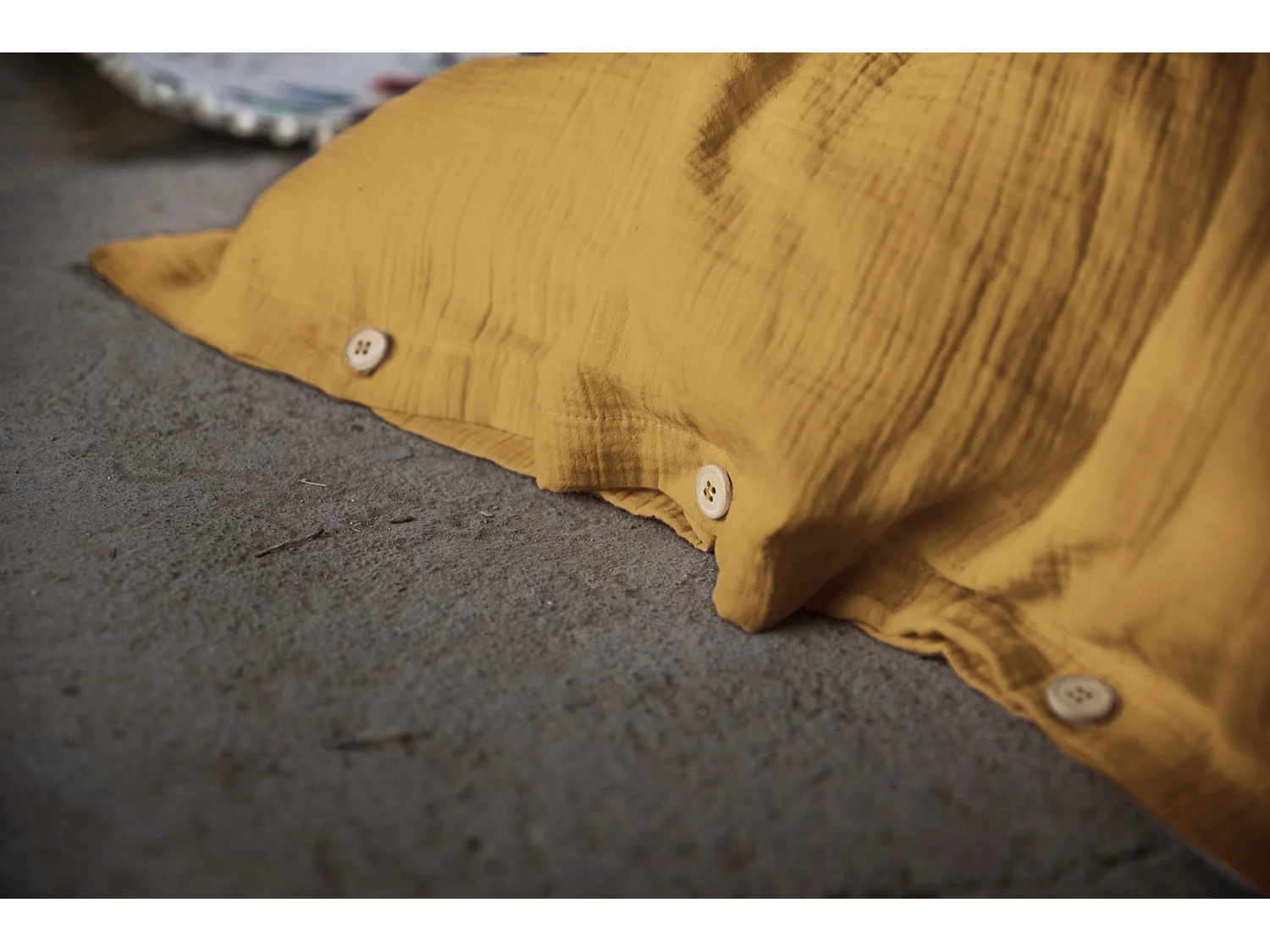 Housse de couette Double Gaze Coton Gaia Safran 200x200cm