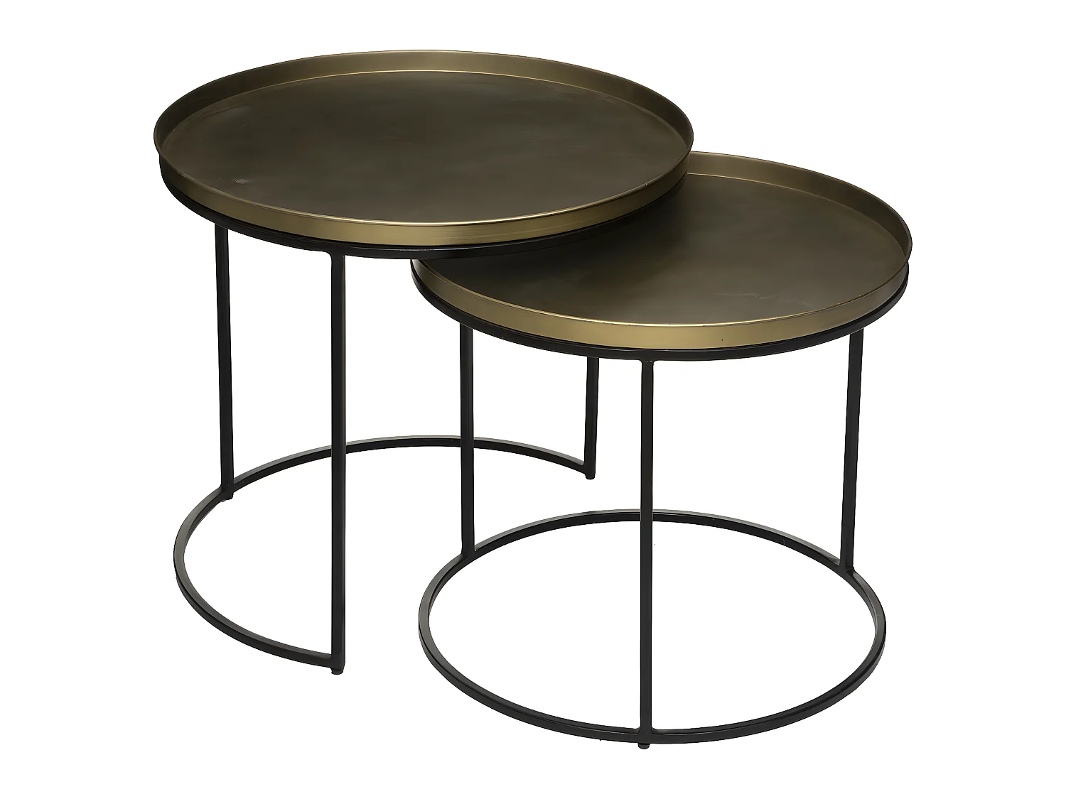 Set de 2 Tables à café en Métal Noir et Doré