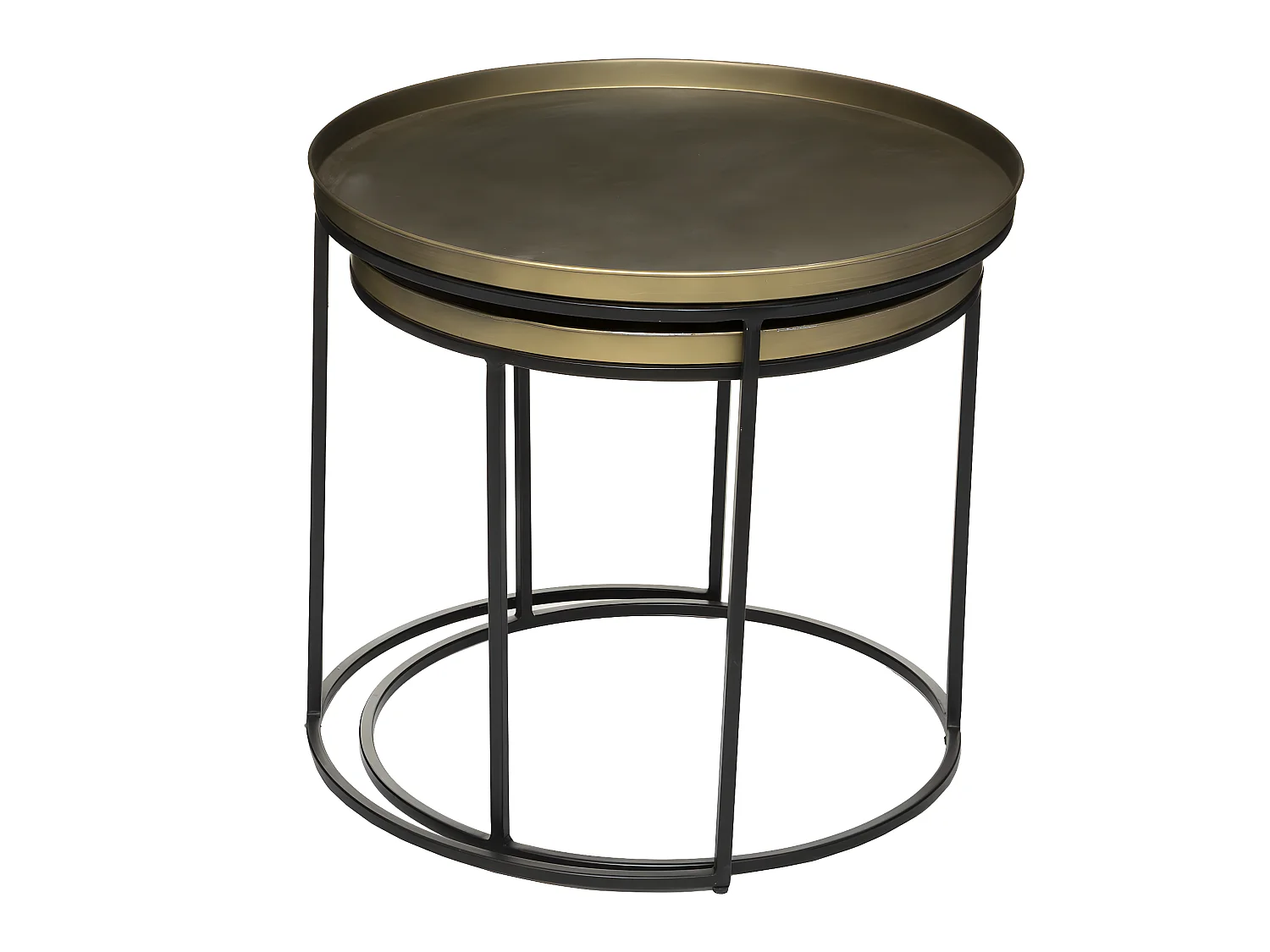 Set de 2 Tables à café en Métal Noir et Doré