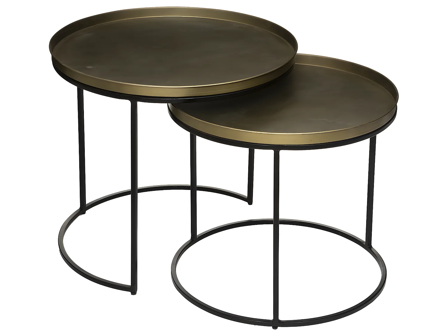 Set de 2 Tables à café en Métal Noir et Doré