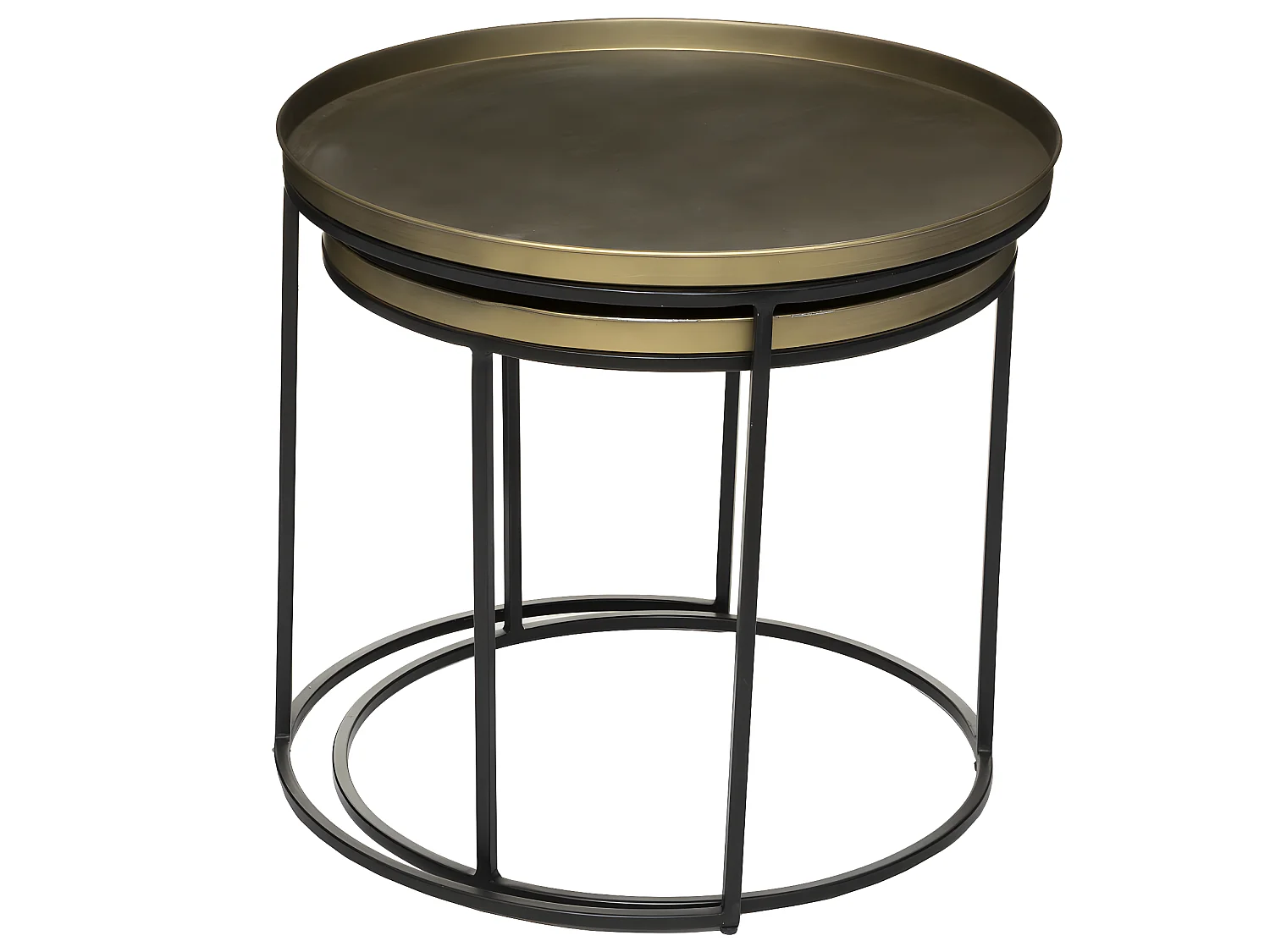 Set de 2 Tables à café en Métal Noir et Doré