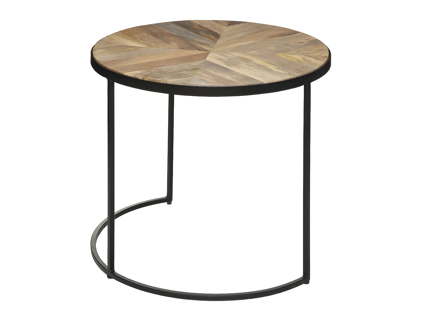 Set de 2 Tables à café en Métal noir et Bois de Manguier