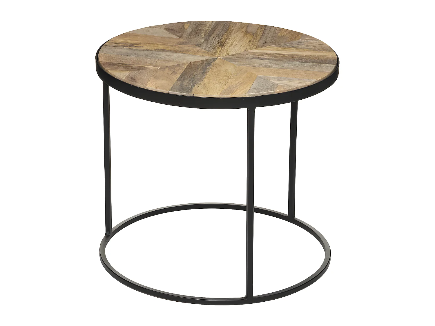 Set de 2 Tables à café en Métal noir et Bois de Manguier