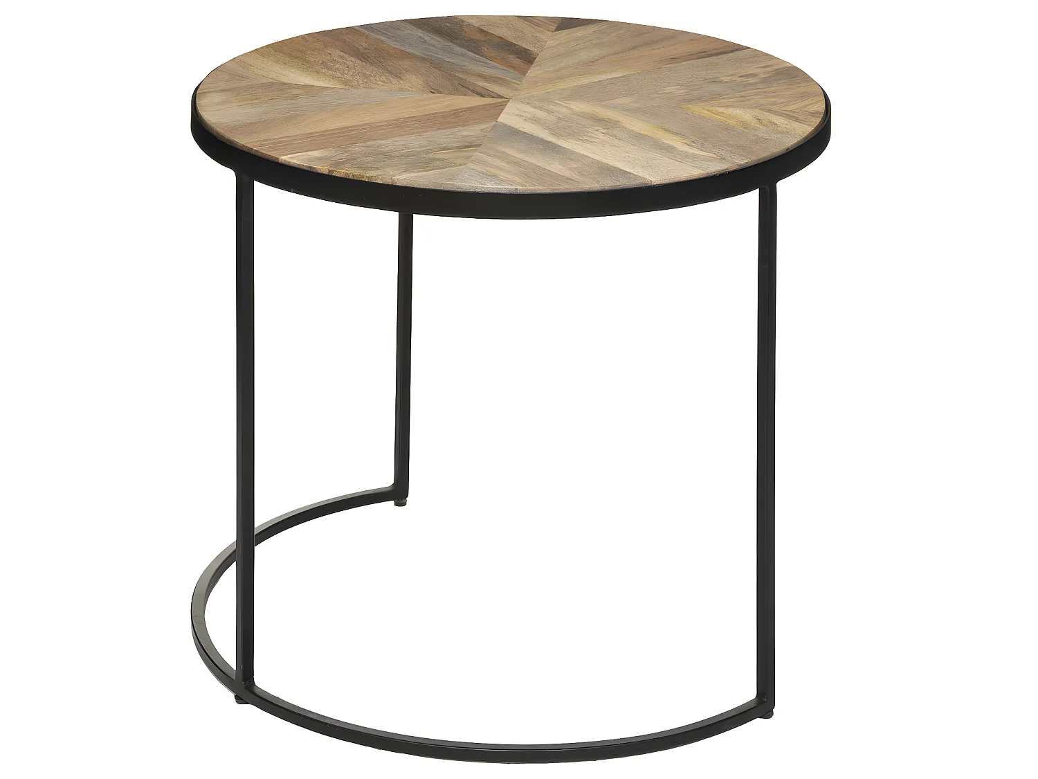 Set de 2 Tables à café en Métal noir et Bois de Manguier