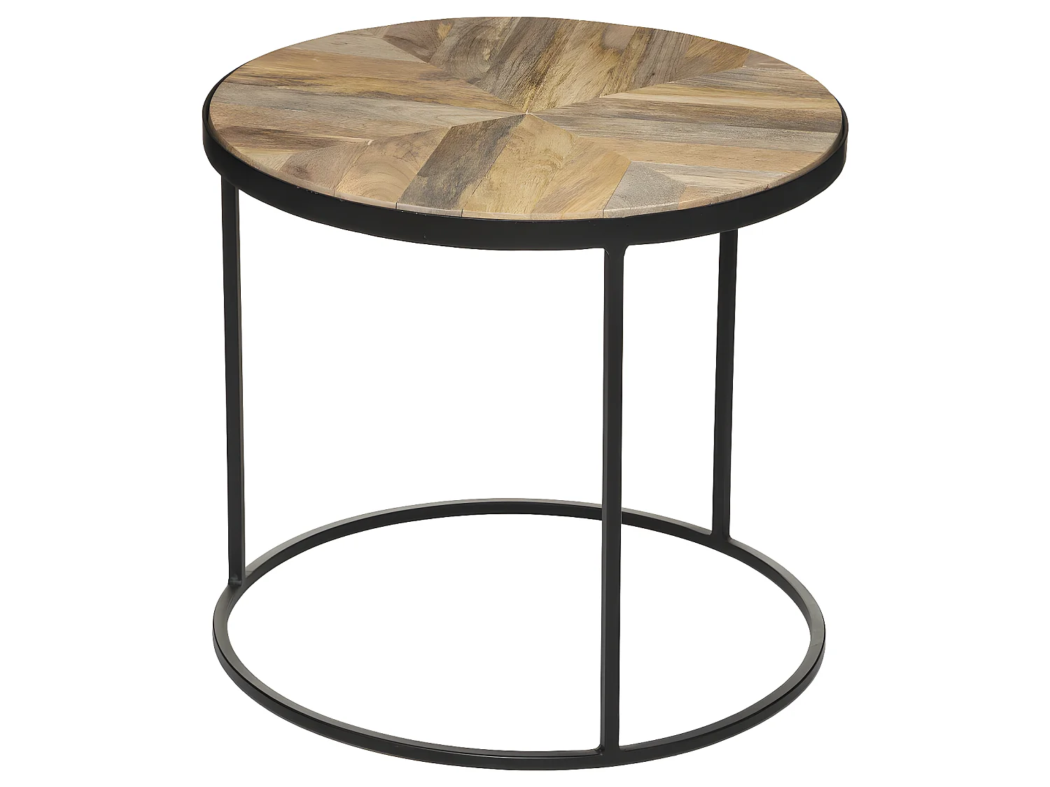 Set de 2 Tables à café en Métal noir et Bois de Manguier