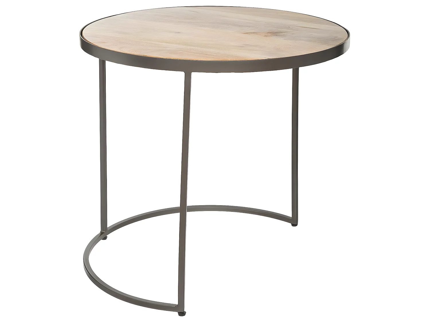 Lot de 2 Tables d'appoint gigognes en métal et bois de manguier