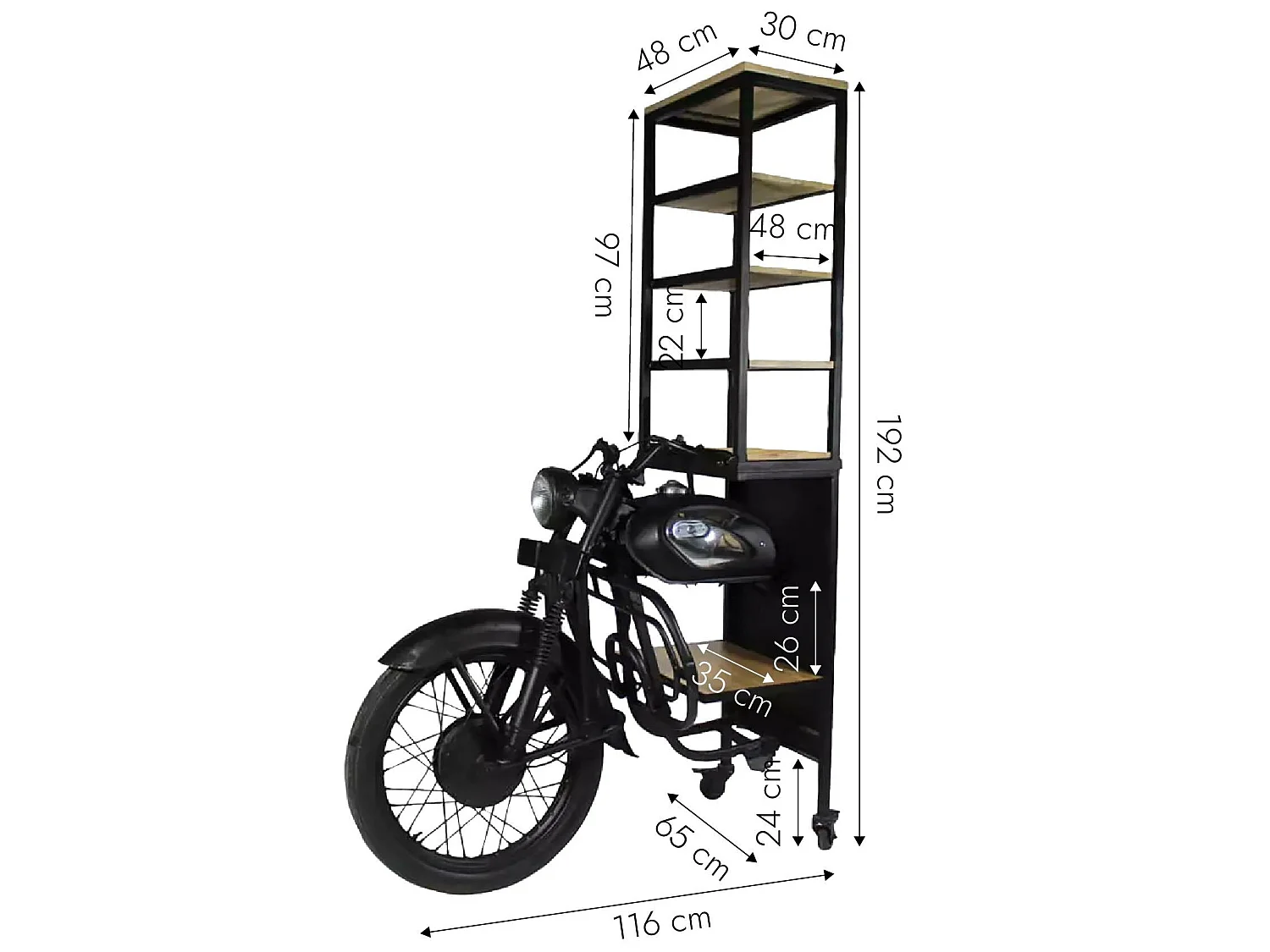 Etagère avant de moto en métal noir Tata